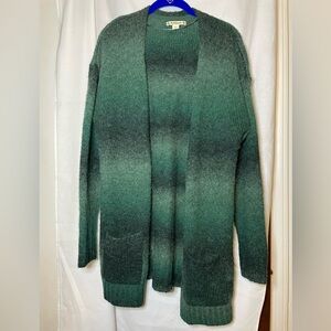 Ruff Hewn Green and Black Ombre Oversized Long Sweater Cardigan Size L EUC